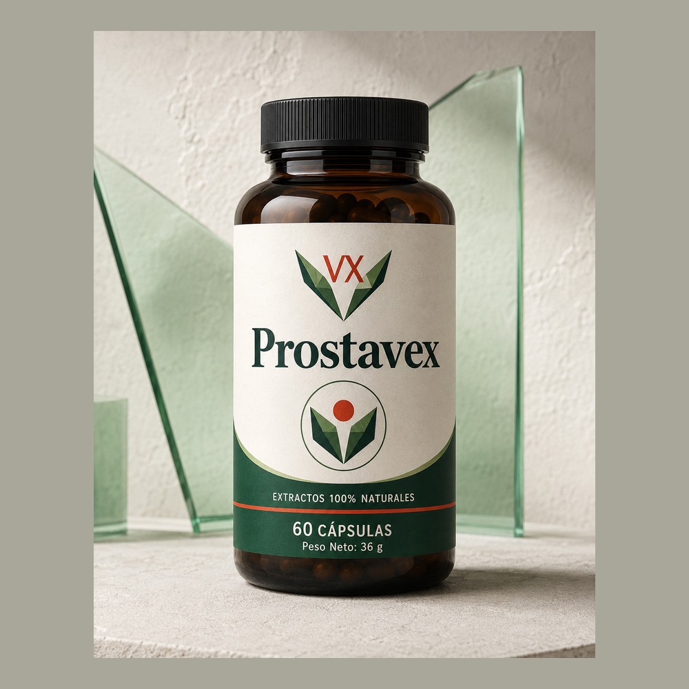 Envase de Prostavex con etiqueta legible